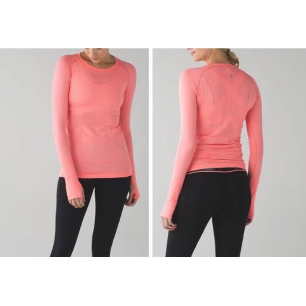 Lululemon Swiftly Tech Long Sleeve Crew 8 Heathered Light Flare Pink Coral